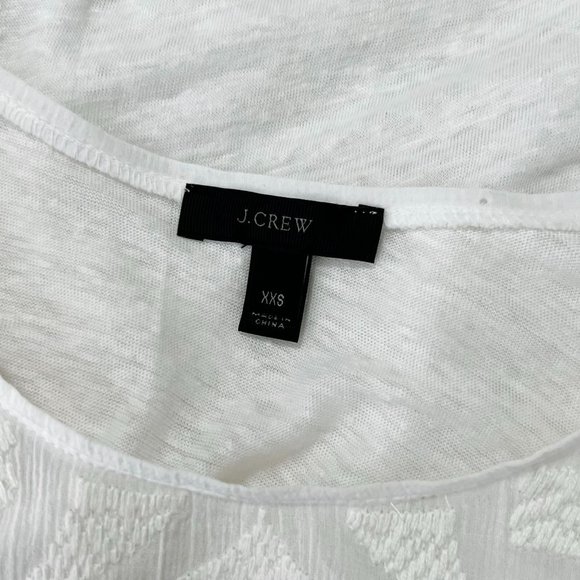 J. Crew | Womens Size XXS White Embroidered Tassel Linen Top - Picture 4 of 4